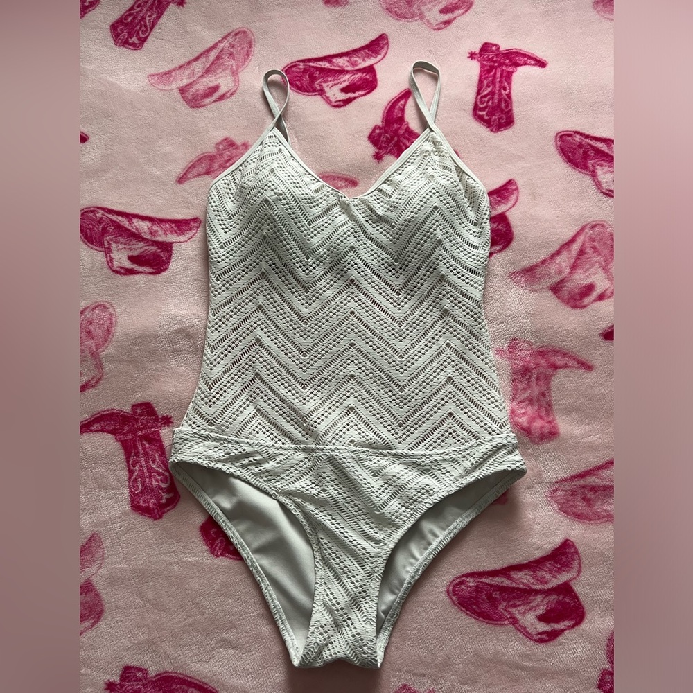 White Crochet One-Piece Swimsuit